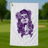Day Of The Dead Illustration Skeleton Golf Towel