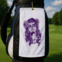 Day Of The Dead Illustration Skeleton Golf Towel