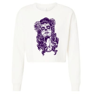 Day Of The Dead Illustration Skeleton Cropped Pullover Crew