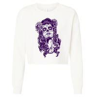 Day Of The Dead Illustration Skeleton Cropped Pullover Crew