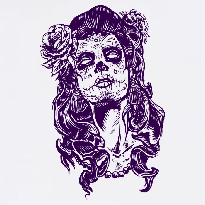 Day Of The Dead Illustration Skeleton Women's V-Neck T-Shirt