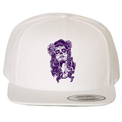 Day Of The Dead Illustration Skeleton Wool Snapback Cap