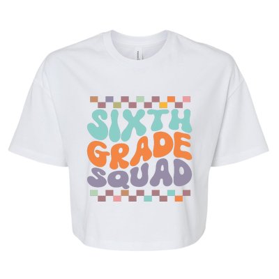 Sixth Grade Squad Retro Groovy Happy First Day Of School Gift Bella+Canvas Jersey Crop Tee