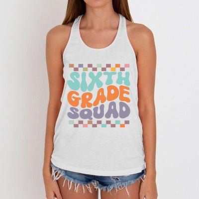 Sixth Grade Squad Retro Groovy Happy First Day Of School Gift Women's Knotted Racerback Tank