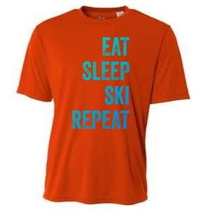 Skier Gift Skiing Eat Sleep Ski Repeat Gift Cooling Performance Crew T-Shirt