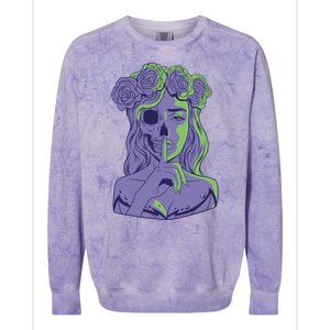 Scary Girl Skeleton Floral Colorblast Crewneck Sweatshirt