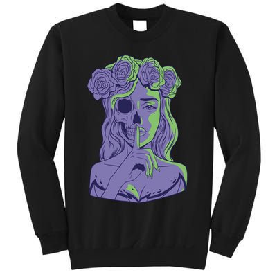 Scary Girl Skeleton Floral Sweatshirt