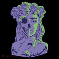 Scary Girl Skeleton Floral Tall T-Shirt