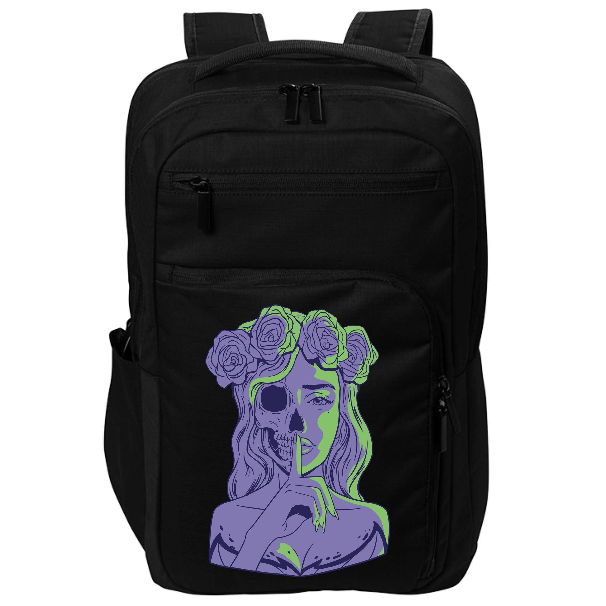 Scary Girl Skeleton Floral Impact Tech Backpack