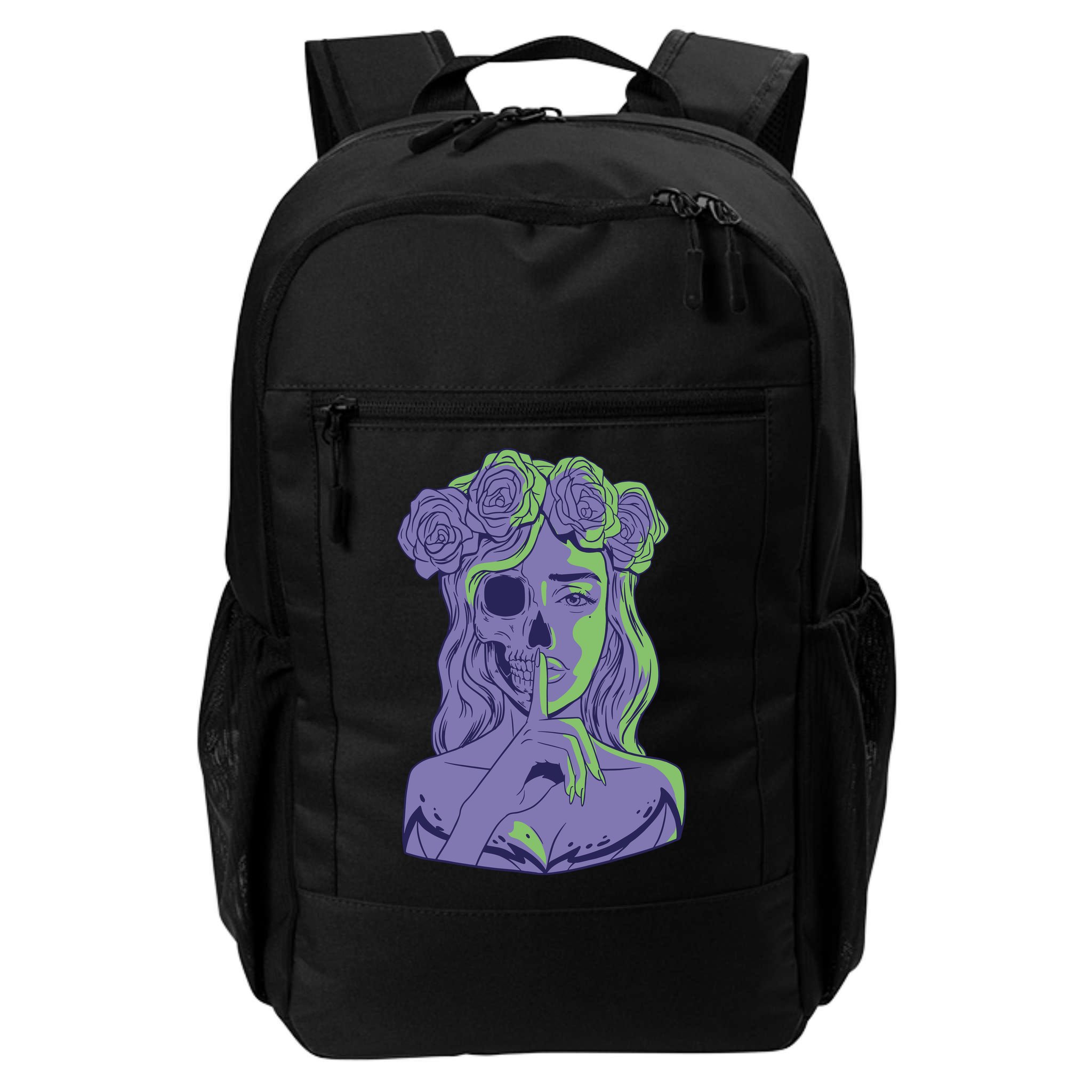 Scary Girl Skeleton Floral Backpack