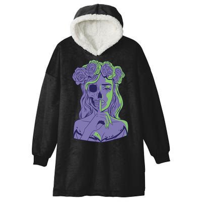 Scary Girl Skeleton Floral Hooded Wearable Blanket