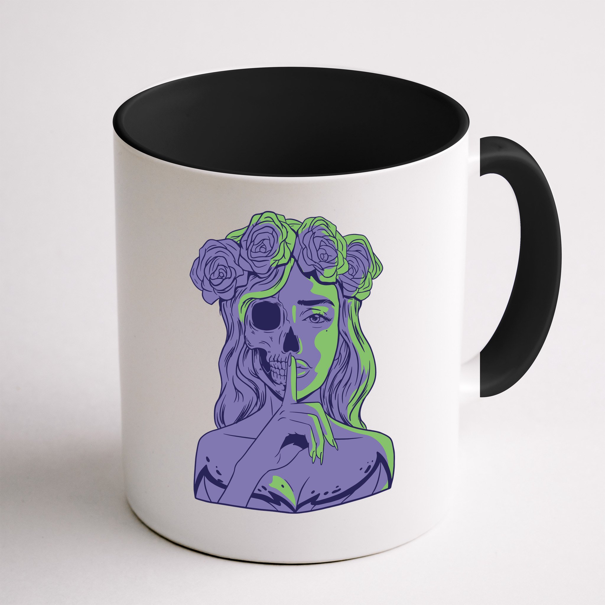 Scary Girl Skeleton Floral Mug