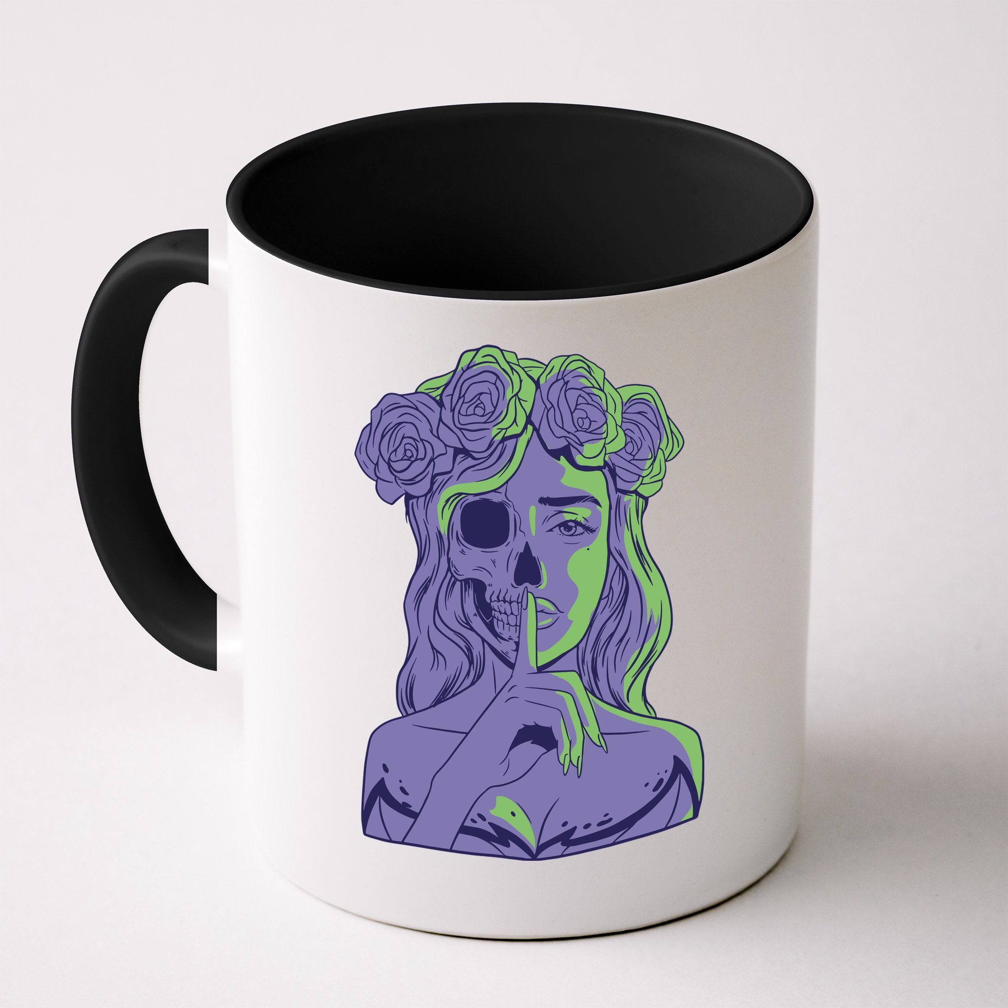 Scary Girl Skeleton Floral Mug