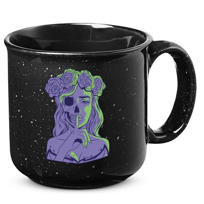 Scary Girl Skeleton Floral 15oz Campfire Ceramic Mug