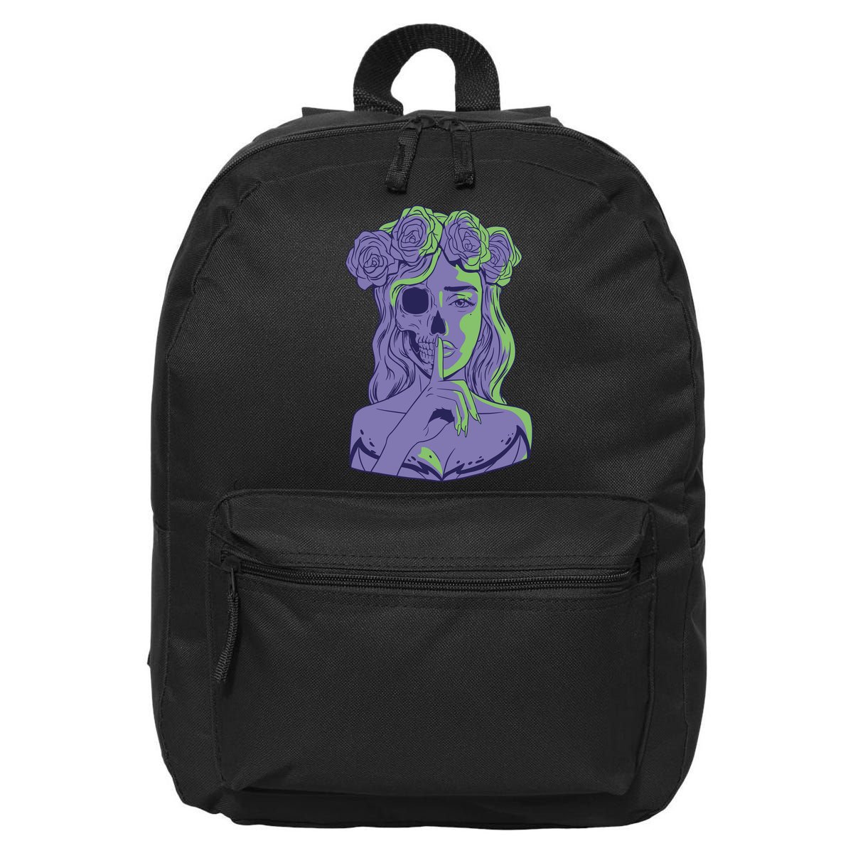 Scary Girl Skeleton Floral 16 in Basic Backpack