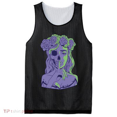 Scary Girl Skeleton Floral Mesh Reversible Basketball Jersey Tank