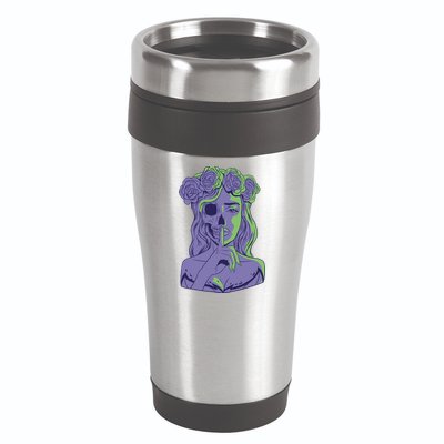 Scary Girl Skeleton Floral 16oz Travel Tumbler