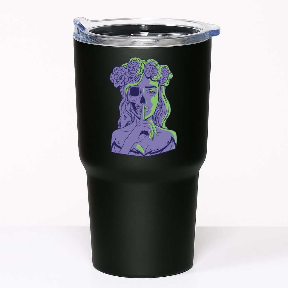 Scary Girl Skeleton Floral Tumbler