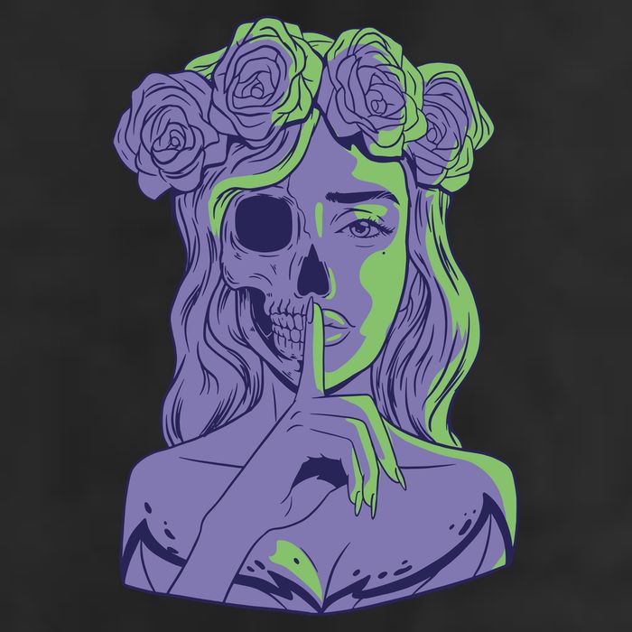 Scary Girl Skeleton Floral Trucker Hat