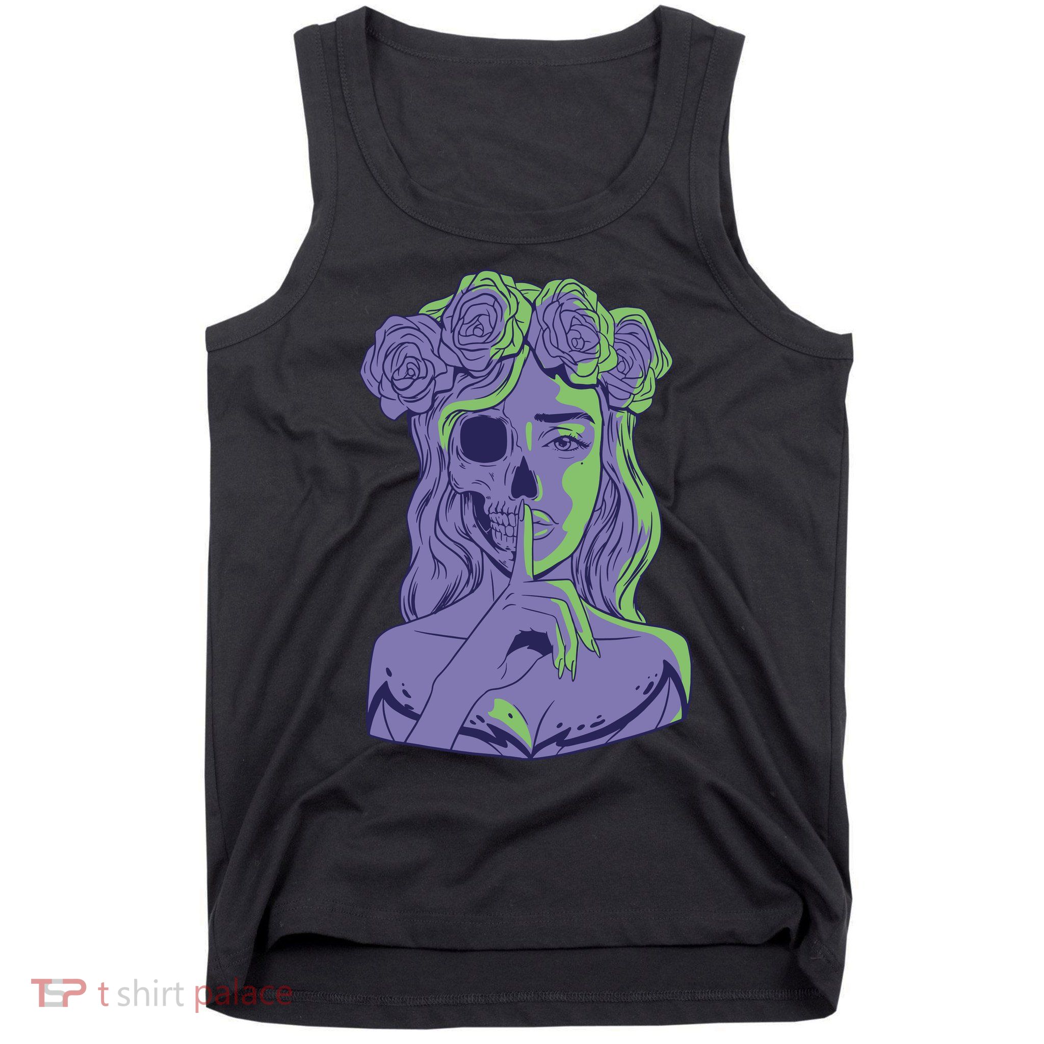 Scary Girl Skeleton Floral Tank Top