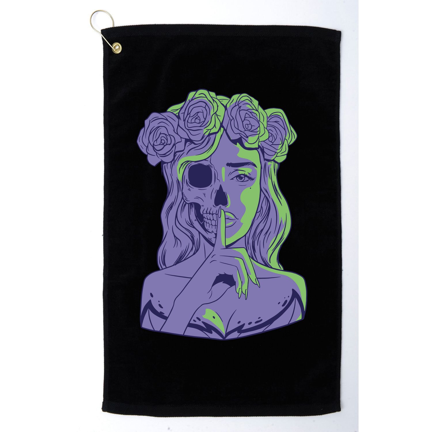 Scary Girl Skeleton Floral Golf Towel