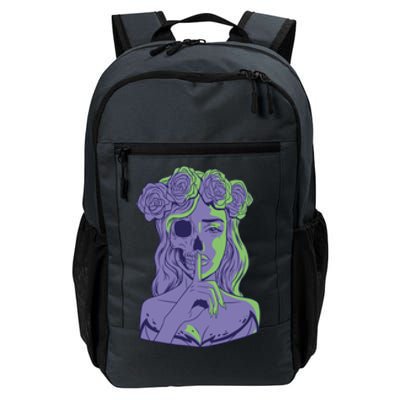 Scary Girl Skeleton Floral Daily Commute Backpack