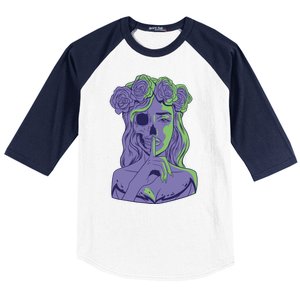 Scary Girl Skeleton Floral Baseball Sleeve Shirt