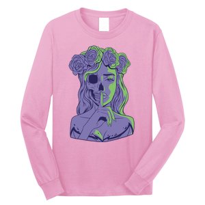 Scary Girl Skeleton Floral Long Sleeve Shirt