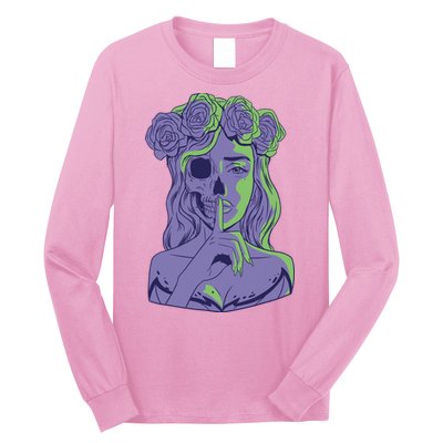 Scary Girl Skeleton Floral Long Sleeve Shirt