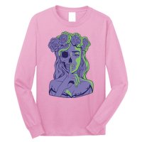 Scary Girl Skeleton Floral Long Sleeve Shirt