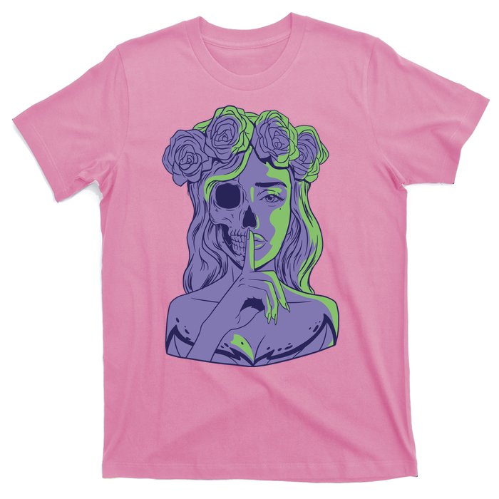 Scary Girl Skeleton Floral T-Shirt