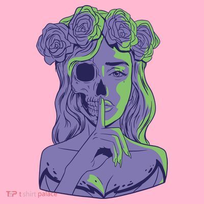 Scary Girl Skeleton Floral T-Shirt