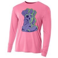 Scary Girl Skeleton Floral Cooling Performance Long Sleeve Crew