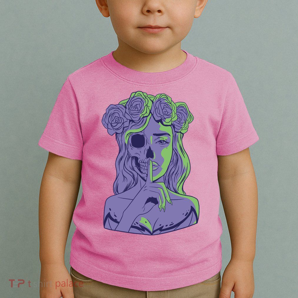 Scary Girl Skeleton Floral Toddler T-Shirt