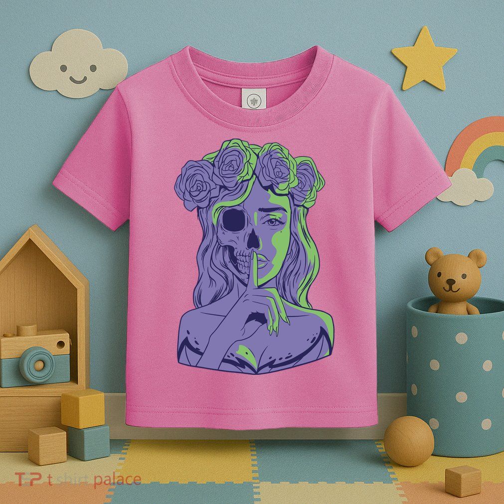 Scary Girl Skeleton Floral Toddler T-Shirt