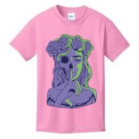 Scary Girl Skeleton Floral Kids T-Shirt