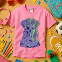 Scary Girl Skeleton Floral Kids T-Shirt