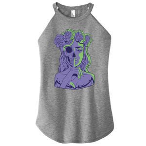 Scary Girl Skeleton Floral Women’s Perfect Tri Rocker Tank