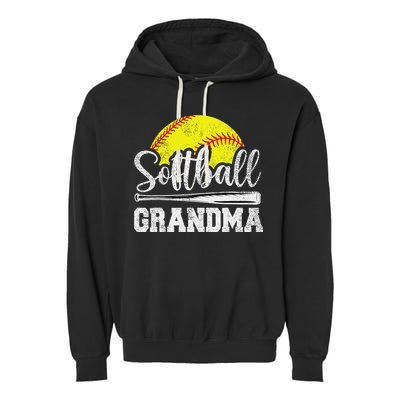 Softball Grandma Softball Player Game Day MotherS Day Gift Garment-Dyed Fleece Hoodie
