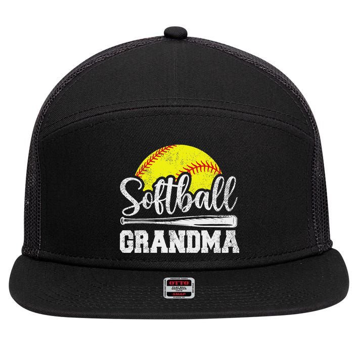 Softball Grandma Softball Player Game Day MotherS Day Gift 7 Panel Mesh Trucker Snapback Hat
