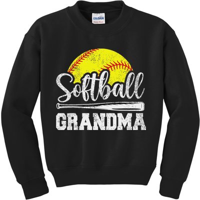 Softball Grandma Softball Player Game Day MotherS Day Gift Kids Sweatshirt