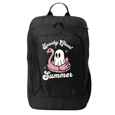 Spooky Ghoul Summer Cute Ghost Flamingo Summer Vibes Beach City Backpack