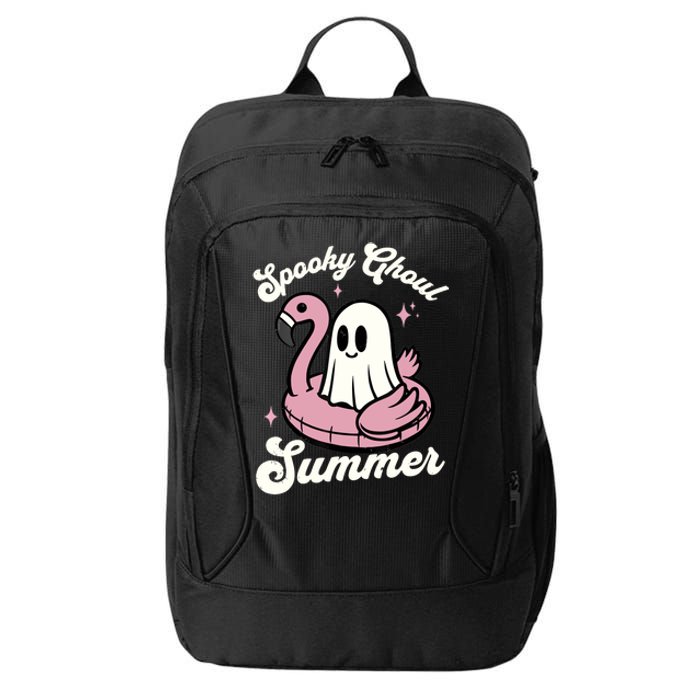 Spooky Ghoul Summer Cute Ghost Flamingo Summer Vibes Beach City Backpack