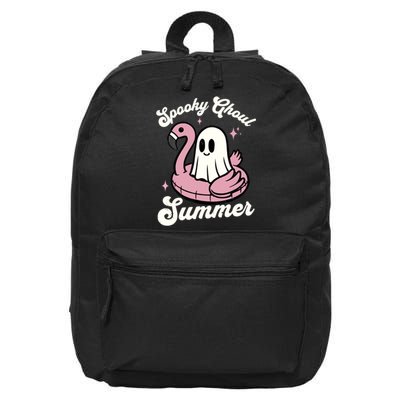 Spooky Ghoul Summer Cute Ghost Flamingo Summer Vibes Beach 16 in Basic Backpack