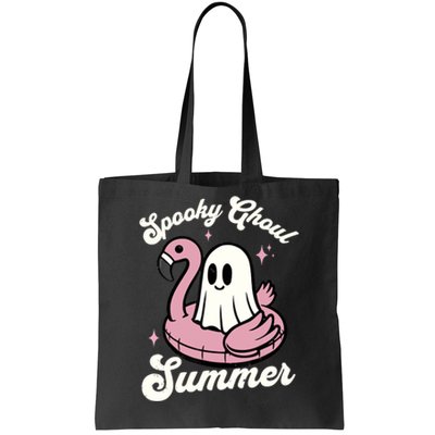 Spooky Ghoul Summer Cute Ghost Flamingo Summer Vibes Beach Tote Bag