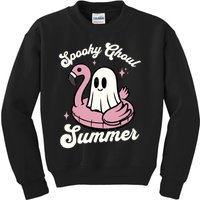 Spooky Ghoul Summer Cute Ghost Flamingo Summer Vibes Beach Kids Sweatshirt