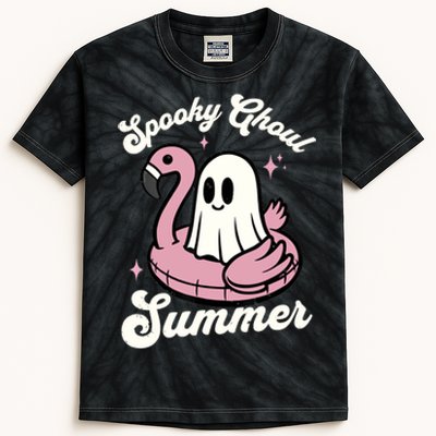 Spooky Ghoul Summer Cute Ghost Flamingo Summer Vibes Beach Kids Tie-Dye T-Shirt