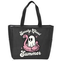 Spooky Ghoul Summer Cute Ghost Flamingo Summer Vibes Beach Zip Tote Bag