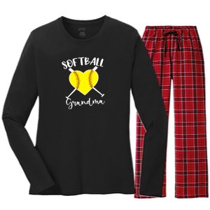 Softball Grandma Shirt Outfit Mothers Day Gift Women's Long Sleeve Flannel Pajama Set 