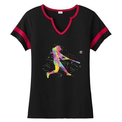 Softball Girl Ladies Halftime Notch Neck Tee